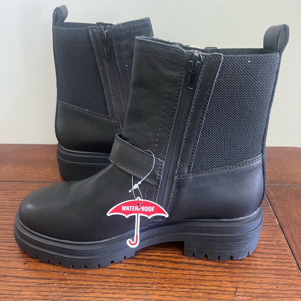 Blondo Gatwick black leather Moto zip‎ buckle boots NEW